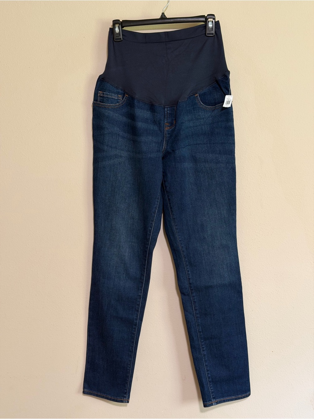 Old Navy Dark Blue Maternity Stretch Straight Leg Jeans with Belly Panel
